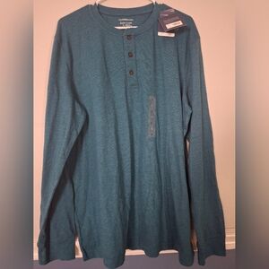 croft & barrow Men's Blue Henley Long Sleeve Shirt.Size L